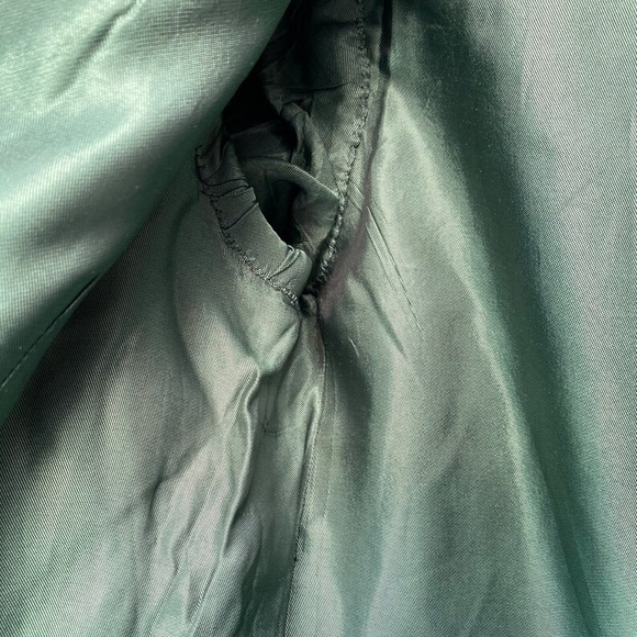 Vintage Green Crepe Car Coat Swing Coat // SIZE S - Picture 8 of 9